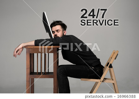 Business man sleeping on the laptop Business man sleeping on the laptop 16966388