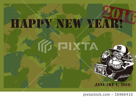 2016年新年賀卡_迷彩猴_無言 16966418