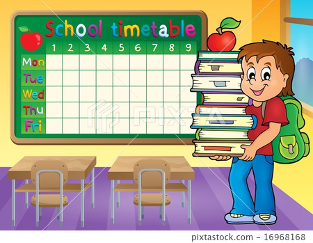 School timetable with boy holding books School timetable with boy holding books 16968168
