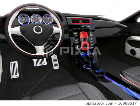 Sports car interior design concept. Synchronizing smartphone and car navigation system 16969637