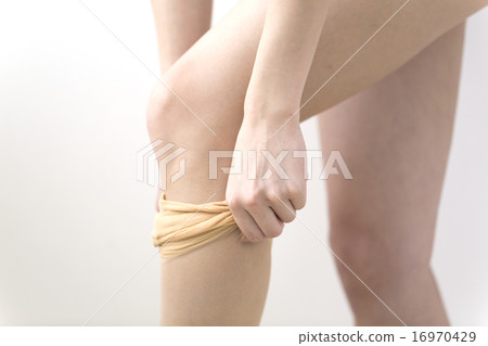 Women's foot body parts wearing panty hose 16970429