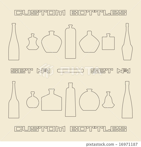 Different bottle types linear icon set. 16971187