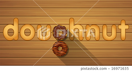 doughnut word with top view of chocolate doughnuts doughnut word with top view of chocolate doughnuts 16971635