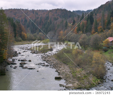 Yaremche autumn panorama. Carpathians, Ukraine. Yaremche autumn panorama. Carpathians, Ukraine. 16972243
