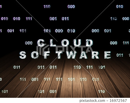 Cloud technology concept: Cloud Software in grunge dark room 16972567