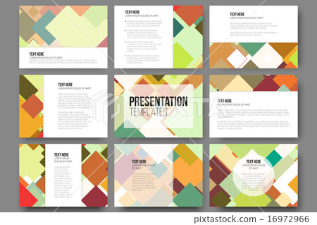 set of 9 templates for presentation slides abstract colored