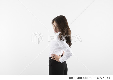 Back pain backward business woman pants suit white back 16973034