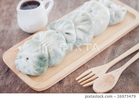 Chinese leek steamed dessert on wooden table 16973479