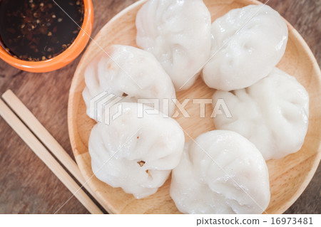 Chinese leek steamed dessert on wooden table 16973481