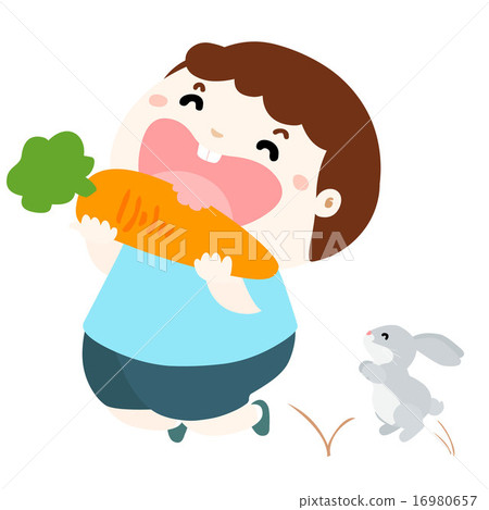 cute boy love to eat vegetable vector illustration 16980657