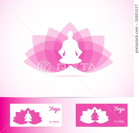 Yoga Lotus Flower Meditation Man Logo Shape Stock Illustration