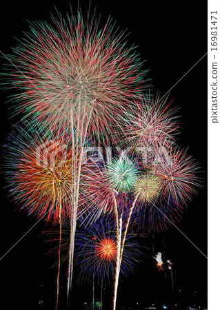 著色夏夜天空的煙花 16981471