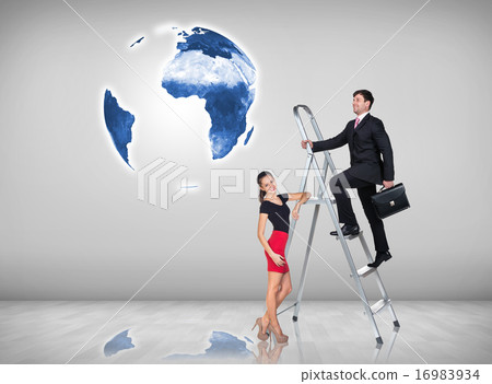 Businessman climbing a ladder  16983934