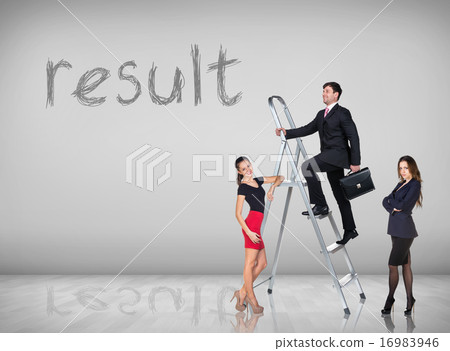 Businessman climbing a ladder Businessman climbing a ladder 16983946