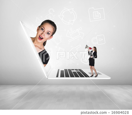 Businesswoman in laptop  16984028