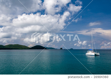 catamaran in shallow bay by Koh Mak Thailand 16984360