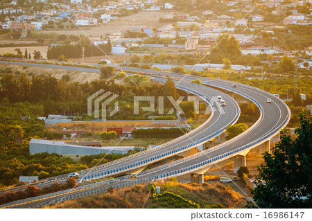 Motion Cars On Freeway In Spain, Europe 16986147