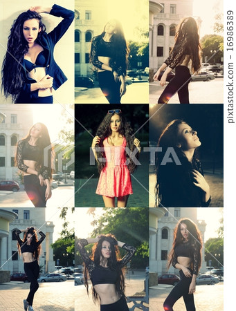 Set Of Long Haired Women Images Stock Photo 16986389 Pixta