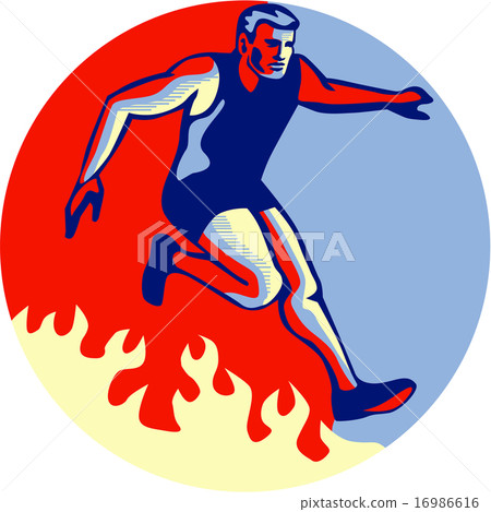 Obstacle Racing Jumping Fire Retro 16986616