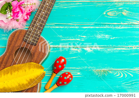 Ukulele / Ukulele with Hawaii Style Background Ukulele / Ukulele with Hawaii Style Background 17000991