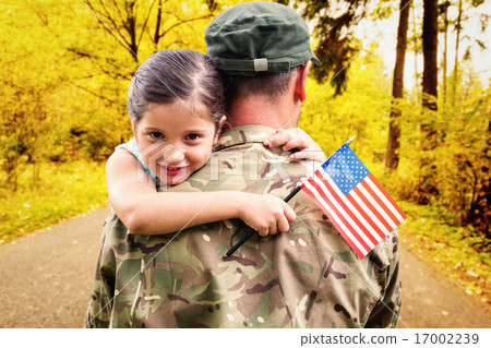 Composite image of soldier reunited with his daughter 17002239