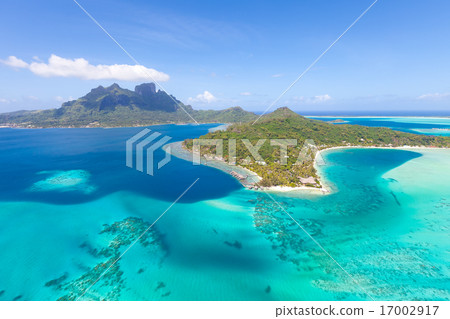 french polynesia from helicopter french polynesia from helicopter 17002917