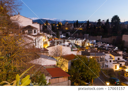Evening view of Granada with Alhambra Evening view of Granada with Alhambra 17003157