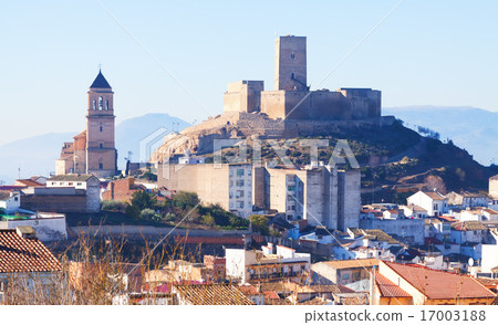 Day view of Alcaudete with castle and old church 17003188