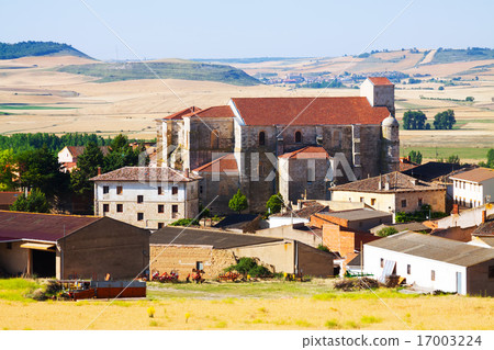View of spanish village with Gothic church. Palenzuela View of spanish village with Gothic church. Palenzuela 17003224