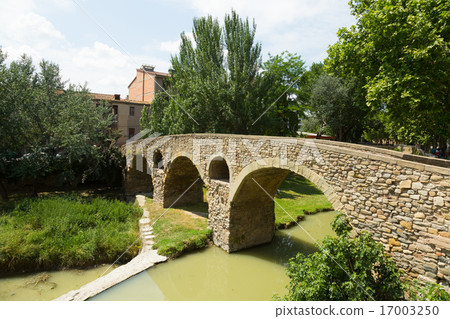 Old stone bridge over river in Vic 17003250