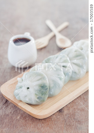 Chinese leek steamed dessert on wooden table 17003589