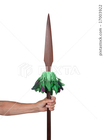 Old hand hodling an old wooden spear Old hand hodling an old wooden spear 17003922