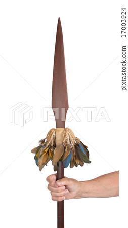 Old hand hodling an old wooden spear Old hand hodling an old wooden spear 17003924