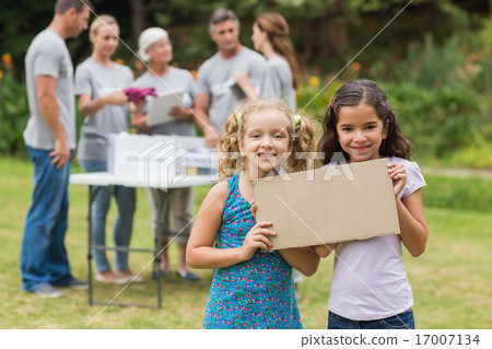 Happy children holding blank 17007134