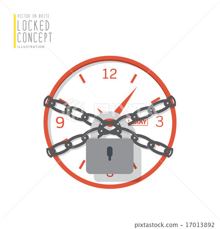 Clock are bound with chains and padlock. Clock are bound with chains and padlock. 17013892