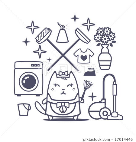 Professional cat character with objects 17014446