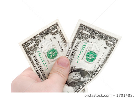 The hand holds two dollars 17014853