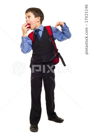 boy in suit with backpack boy in suit with backpack 17015146