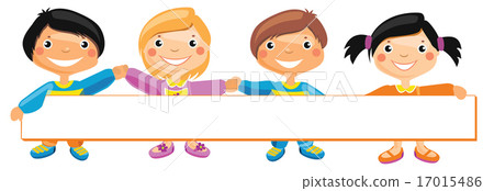 Kids standing behind placard Kids standing behind placard 17015486