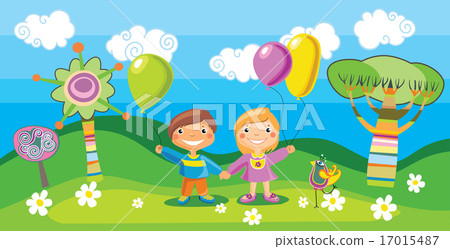 Boy and a girl with a balloons Boy and a girl with a balloons 17015487
