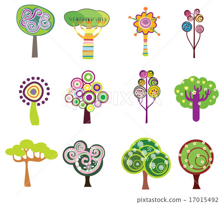 Decorative trees icons Decorative trees icons 17015492