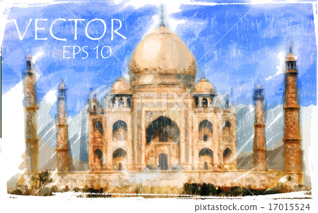Vector Illustration of Taj Mahal, India 17015524