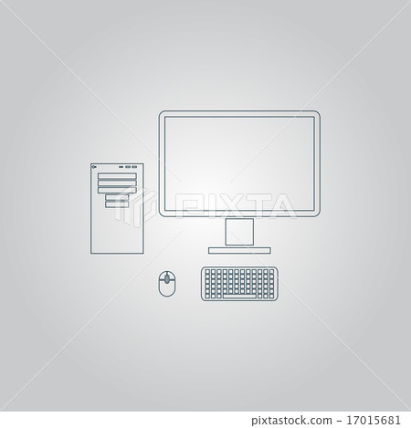 Computer case with monitor, keyboard and mouse, vector icon. Computer case with monitor, keyboard and mouse, vector icon. 17015681