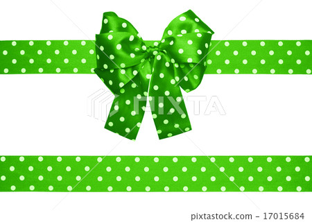 green bow and ribbon with white polka dots made 17015684