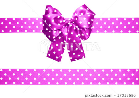 pink bow and ribbon with white polka dots silk pink bow and ribbon with white polka dots silk 17015686