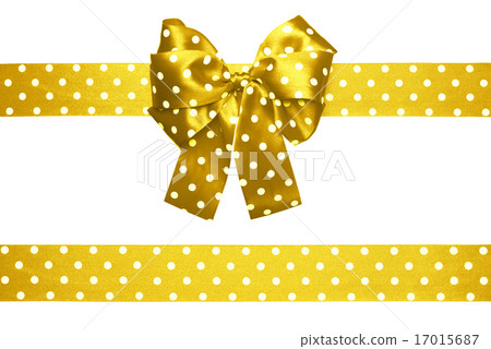golden bow and ribbon with white polka dots golden bow and ribbon with white polka dots 17015687