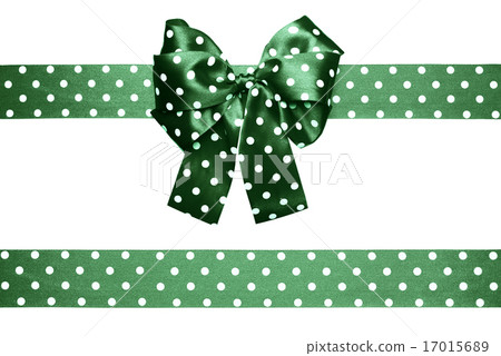 green bow and ribbon with white polka dots green bow and ribbon with white polka dots 17015689
