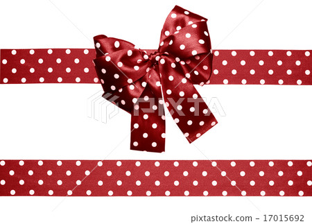 brown bow and ribbon with white polka dots  17015692
