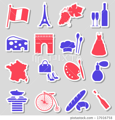 france country theme symbols stickers set eps10 france country theme symbols stickers set eps10 17016758