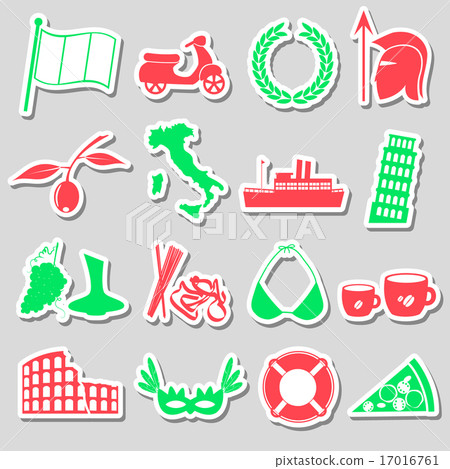 italy country theme various stickers set eps10 17016761